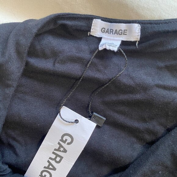 NWT Garage Cutout Black Crop Top Fitted Stretchy Half Sleeve Shirt Size Small - Picture 2 of 5